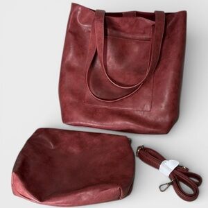 119 NEW! Joy Susan Vegan Leather Hobo Red 
2-in-1 Handbag w/ Crossbody Insert